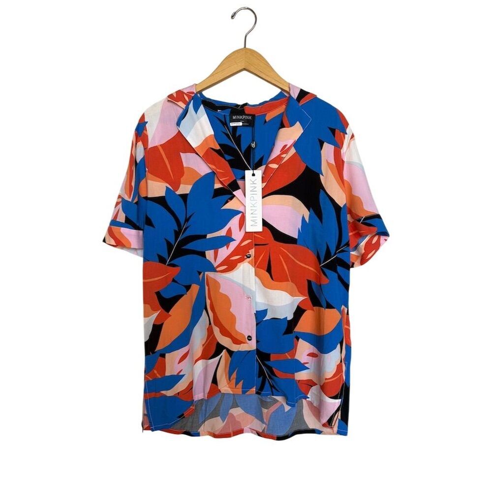 NWT MINKPINK Women's Lukas Button-Up Shirt Standard Size S Tropical Floral - Picture 5 of 10